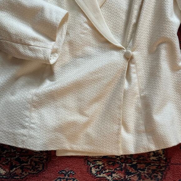 Kay Unger‎ 8 Winter Holiday White Semi-Formal Wrap Front Side Button Blazer - Picture 4 of 5